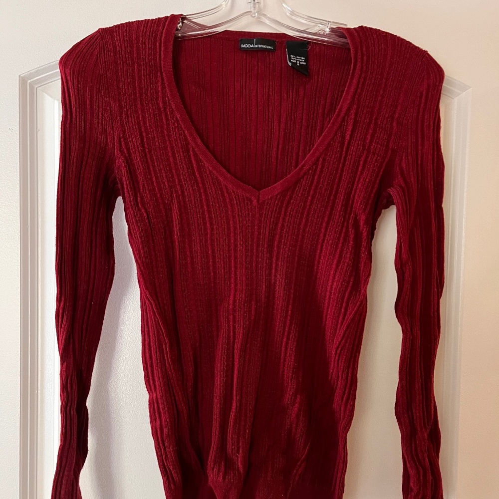 Cranberry Red V-neck Sweater